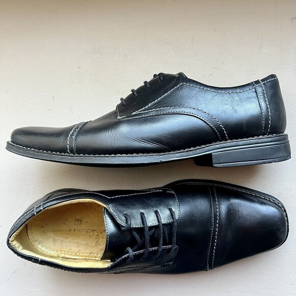 Sandro Moscoloni Black Leather Cap Toe Oxford Lace up Shoes Men’s Size US 13 M - Picture 16 of 16